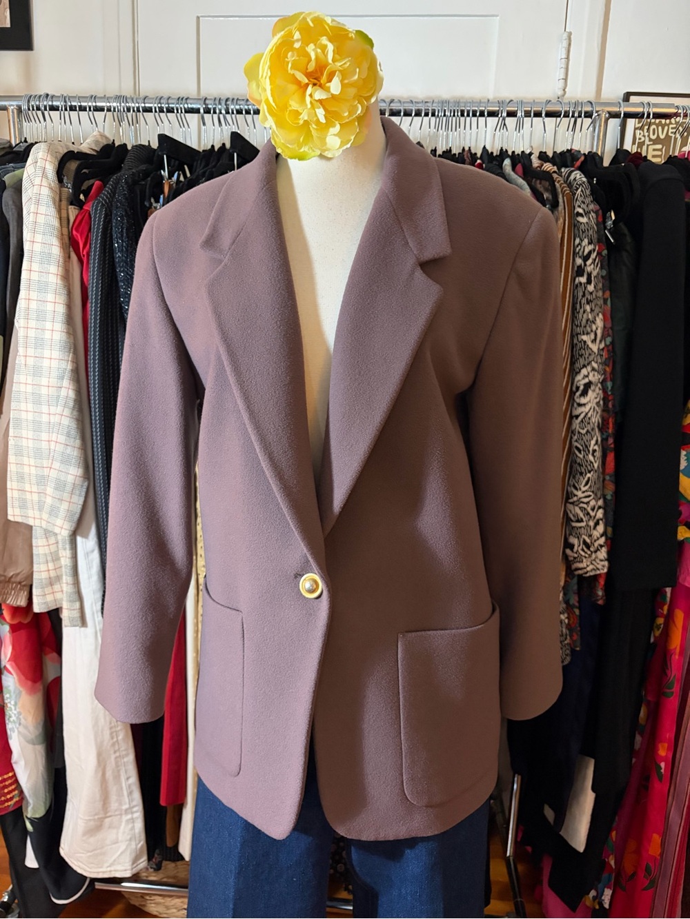 Rare Vintage Marge Mohr etc. Melrose LA Boutique Neutral Oversized Wool Blazer